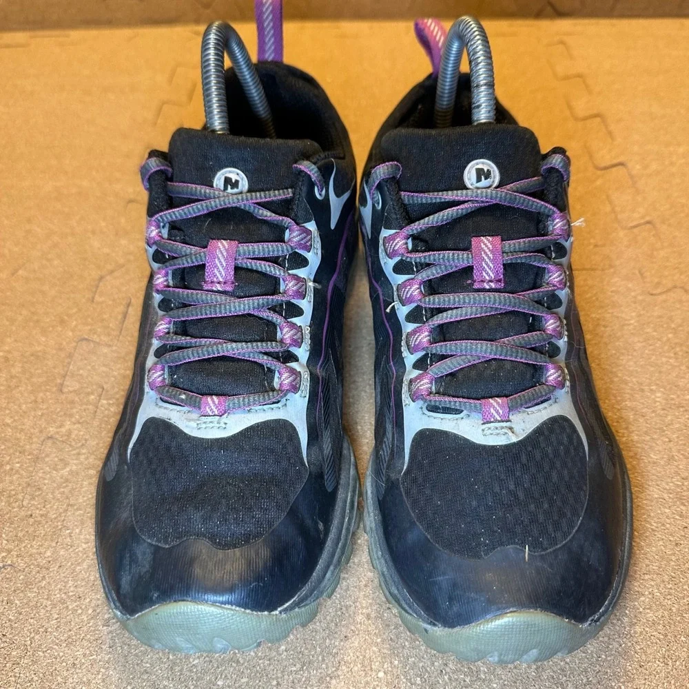 Merrell All Out Charge Shoes Women 8.5 Black Purple Trail Running Hiking J35750